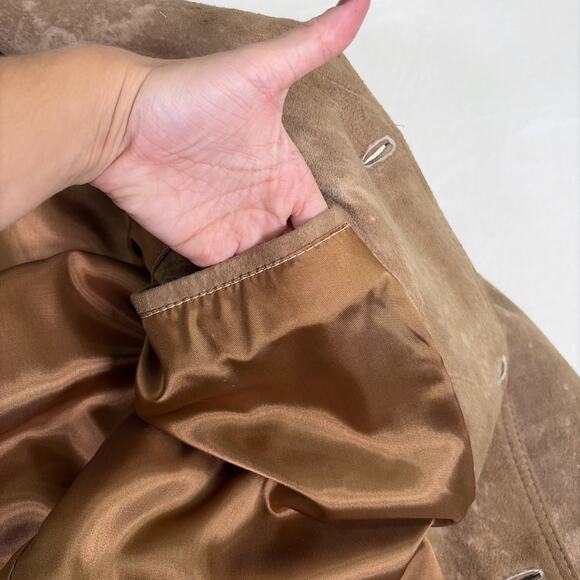 Vintage Montevideo Leather Factory Uruguay Brown Suede Blazer Jacket Mens - Picture 13 of 15